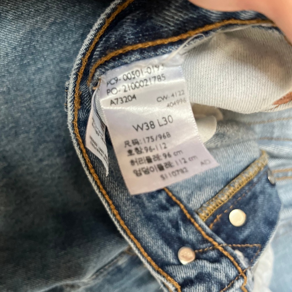 Levis 501 Jeans Mens W38 L30 Blue Straight Leg Button Fly Denim XX - Picture 3 of 7